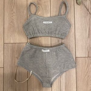 NWT MYMOMMADEIT grey bra and bottoms